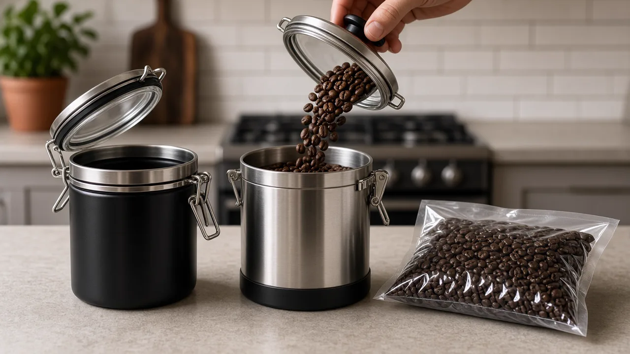 Botes opacos herméticos para almacenar granos de café