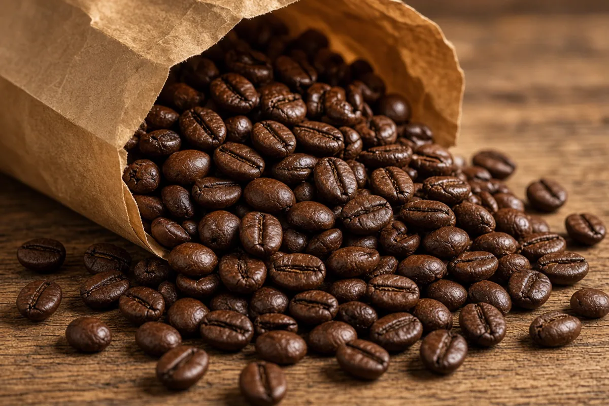 Granos de café tostados listos para moler