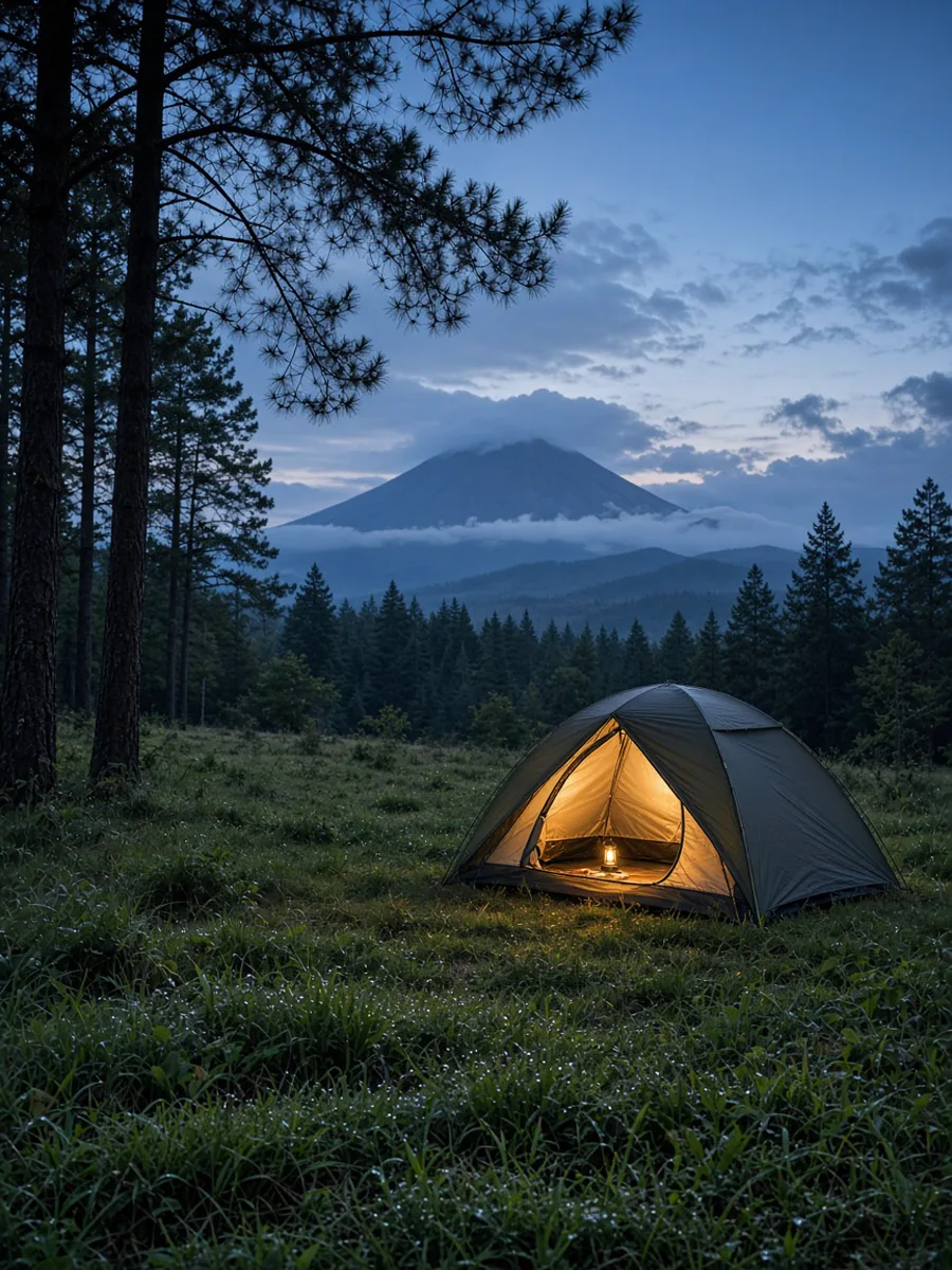 Carpa montada en un campamento al aire libre