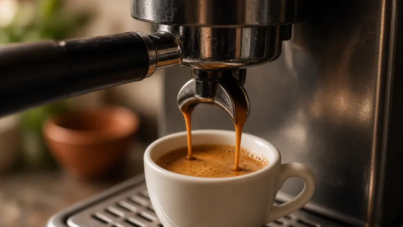 Shot de espresso recién extraído