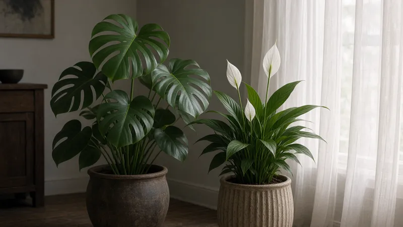 Plantas de interior en un rincón luminoso suave