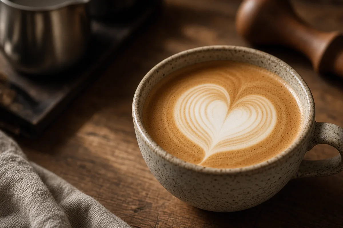 Latte art en forma de corazón