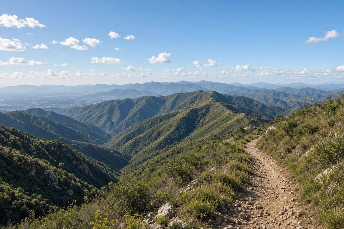 Paisaje de montaña con cielo abierto durante una caminata