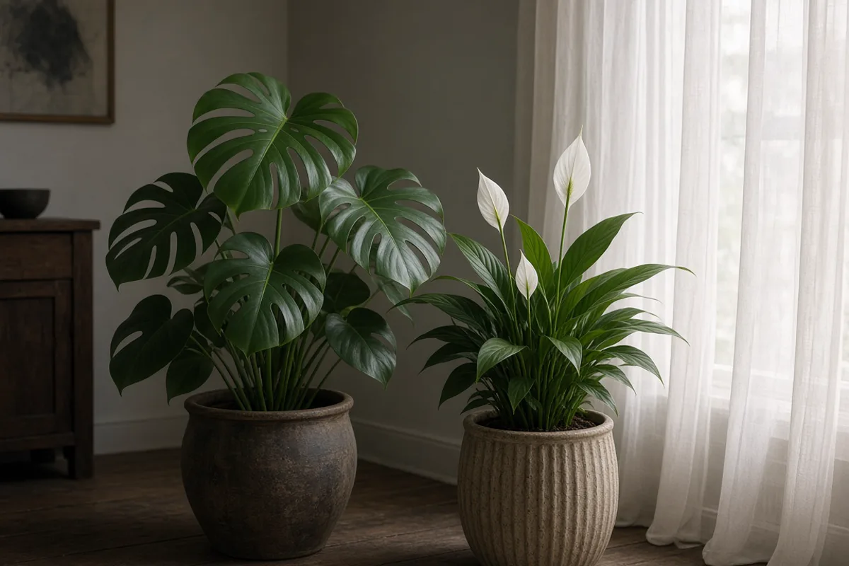 Plantas de interior en un rincón luminoso suave