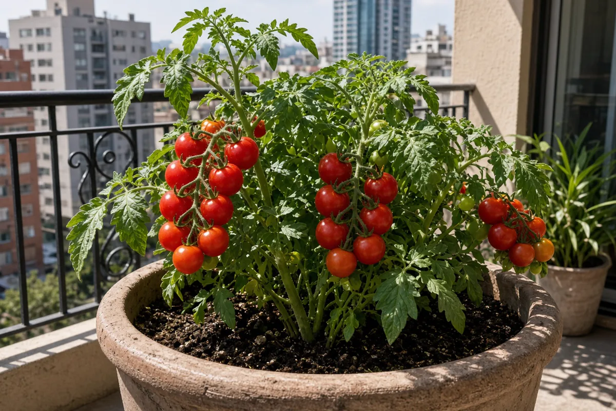 Tomates cherry maduros en la planta